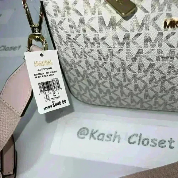 Michael Kors Crossbody Tech Attach Adjustable Strap MK Signature Powder Blush Mt - Picture 6 of 8